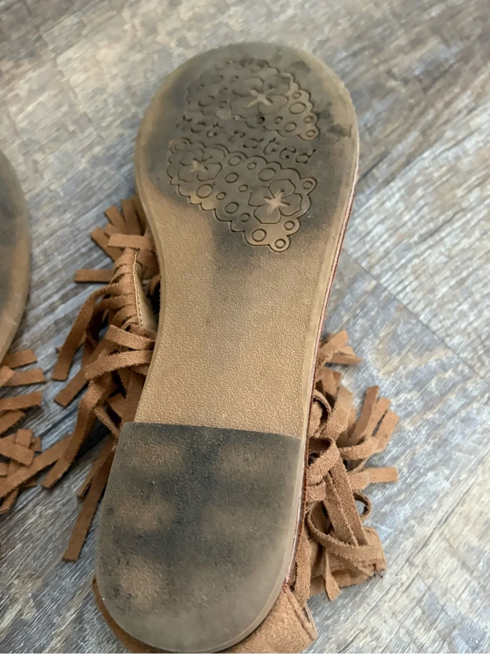 Not Rated Tan Suede Fringe Gladiator Sandals